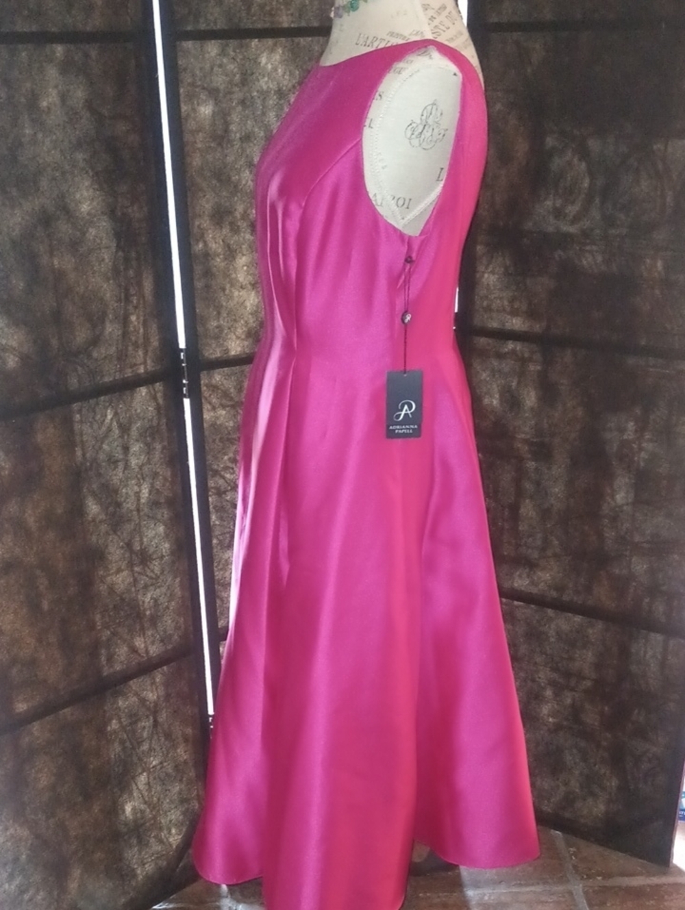 Adrianna Papell Hot Pink Sleeveless Midi Dress - Picture 4 of 5